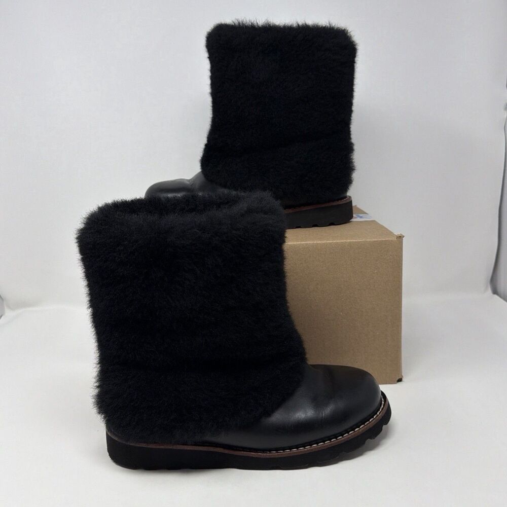 UGG Australia Maylin Discontinued Sheepskin Leather Boots Black Women’s Size 5
